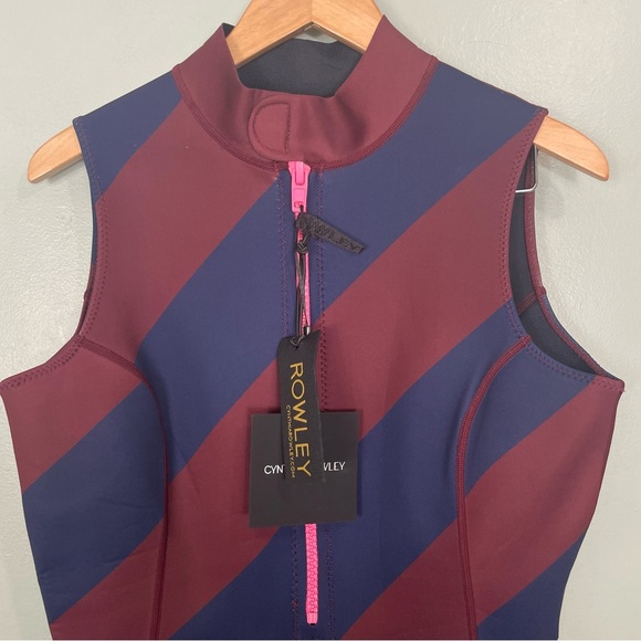Cynthia Rowley Sleeveless Striped Byron Wetsuit Navy Burgundy New Women Sz 1X - Picture 4 of 10